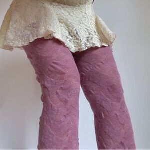Rare Masaki Kyoko purple rosebud textures leggings from Japan